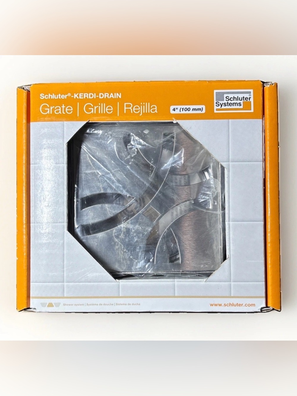 Schluter KERDI-DRAIN Grate. Brushed Stainless Steel CURVE Design KDIF4GRKEBD6